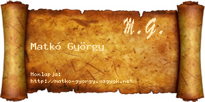 Matkó György névjegykártya